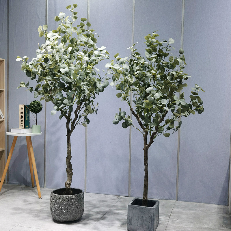 Gyári ár zöldnövény bonsai környezetbarát mesterséges eukaliptusz fa kerti beszállítóhoz esküvői dekoráció kertészeti dekorációk